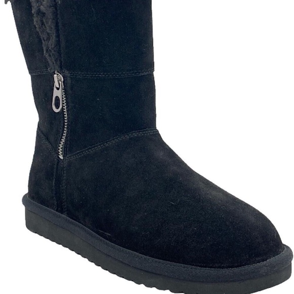 Koolaburra by UGG Aribel Short Winter Boots Mid Calf Faux Fur Black - Picture 6 of 6